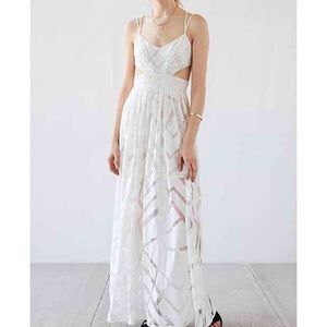 Silence & Noise white maxi side cut dress. Size 6